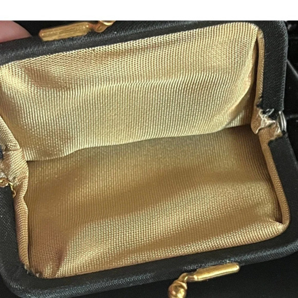 After Five Vintage Black Chiffon Handbag Clutch Attached Coin Bag - Picture 7 of 13